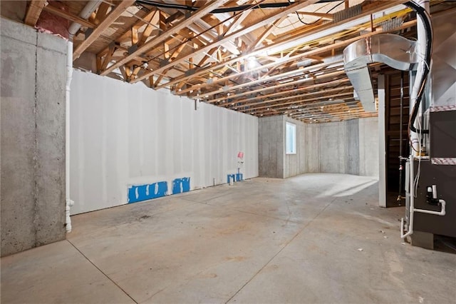 basement with heating unit