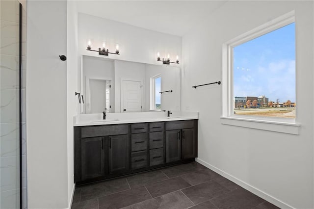 bathroom with vanity and a healthy amount of sunlight