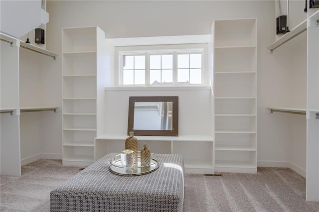 walk in closet featuring carpet