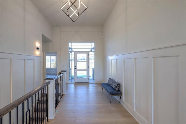 interior space with light hardwood / wood-style flooring