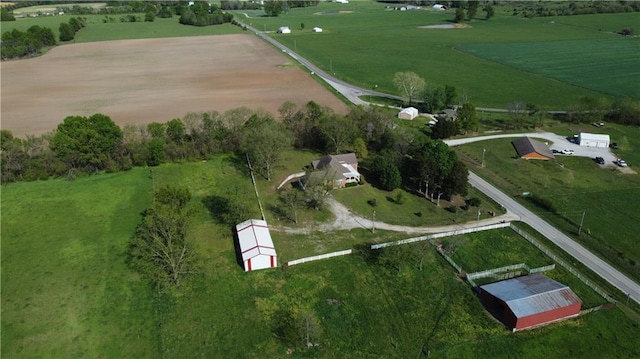 aerial view with a rural view