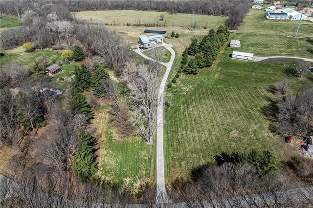 drone / aerial view featuring a rural view