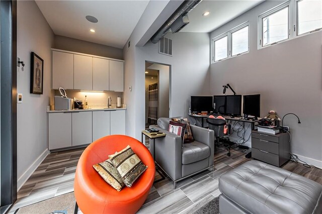 living room with light wood-type flooring