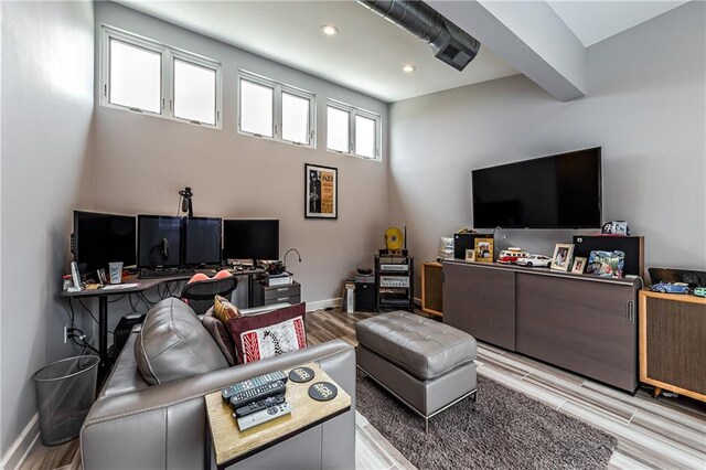 living room featuring light hardwood / wood-style flooring