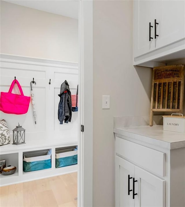 mudroom featuring light hardwood / wood-style floors