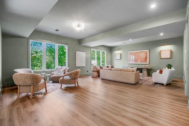 living room featuring light hardwood / wood-style floors