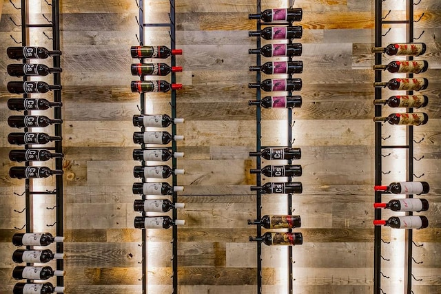 wine area with wooden walls