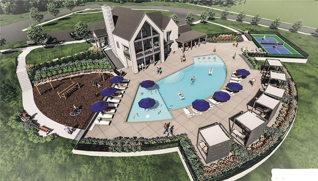 8009 Millridge St, Shawnee, KS 66220 - bird's eye view of a pool