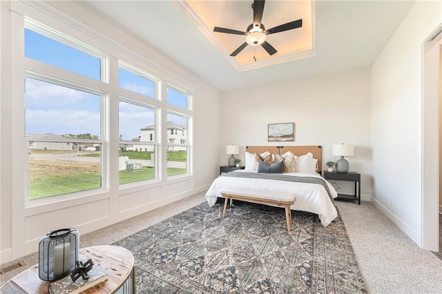 bedroom with carpet floors and ceiling fan