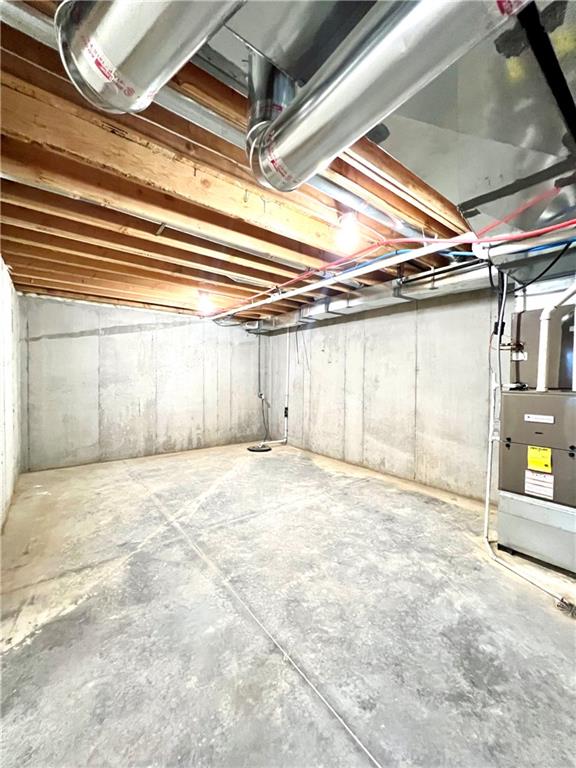 basement with heating unit