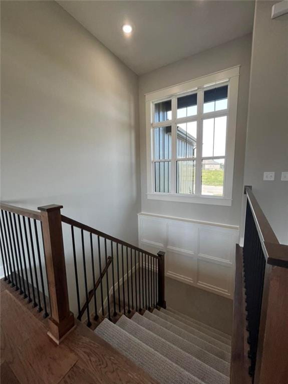 stairs with recessed lighting