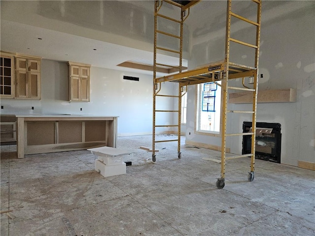 interior space with light brown cabinetry