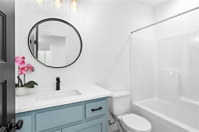 full bathroom featuring vanity, toilet, and tub / shower combination