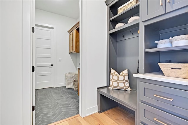 mudroom with light wood-type flooring