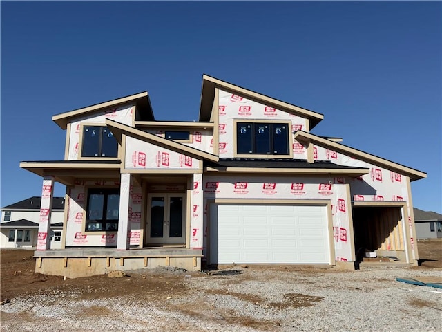 unfinished property with french doors