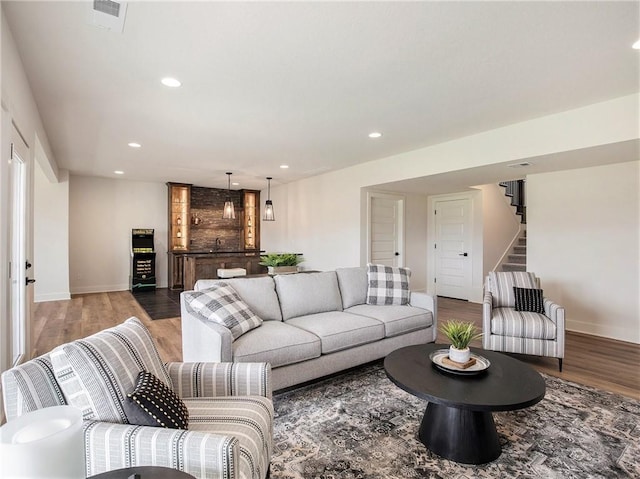 living room featuring hardwood / wood-style floors