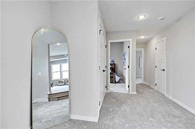 17421 Gillette St, Overland Park, KS 66221 - corridor featuring carpet flooring, baseboards, and recessed lighting
