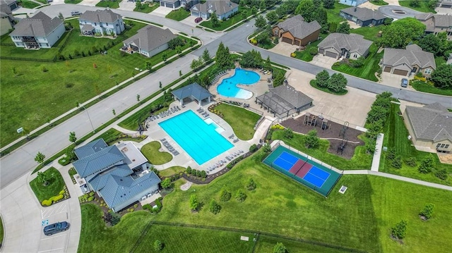 17421 Gillette St, Overland Park, KS 66221 - aerial perspective of suburban area with a pool area