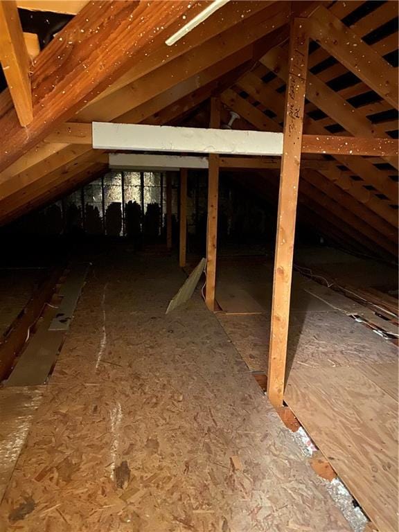 view of unfinished attic