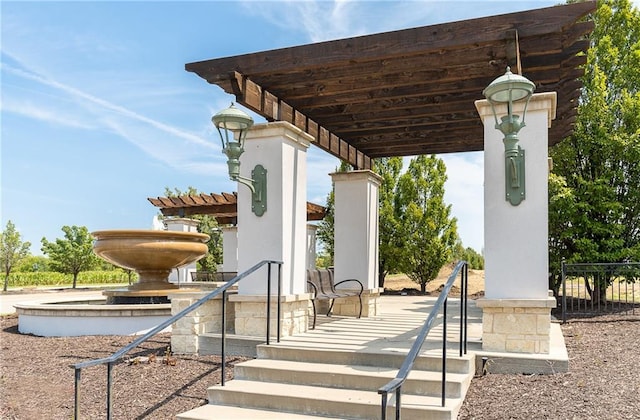 view of patio featuring a pergola