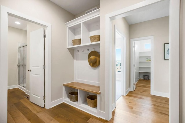 mudroom featuring hardwood / wood-style flooring