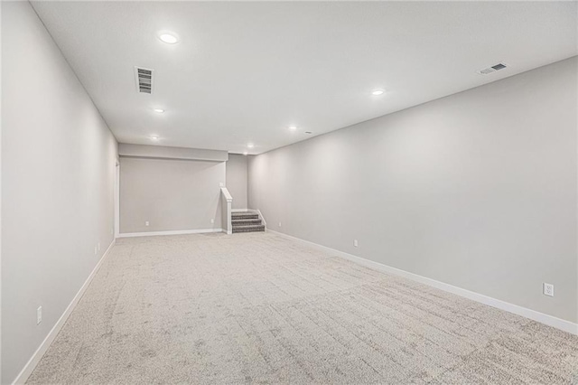 basement with carpet flooring