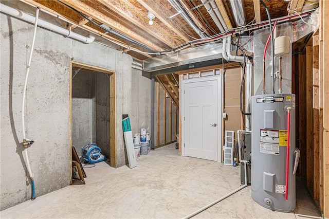 basement with electric water heater