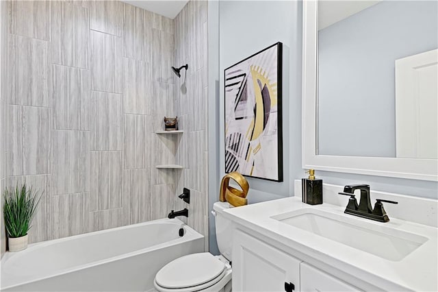 full bathroom featuring vanity, toilet, and tub / shower combination