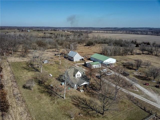 bird's eye view featuring a rural view