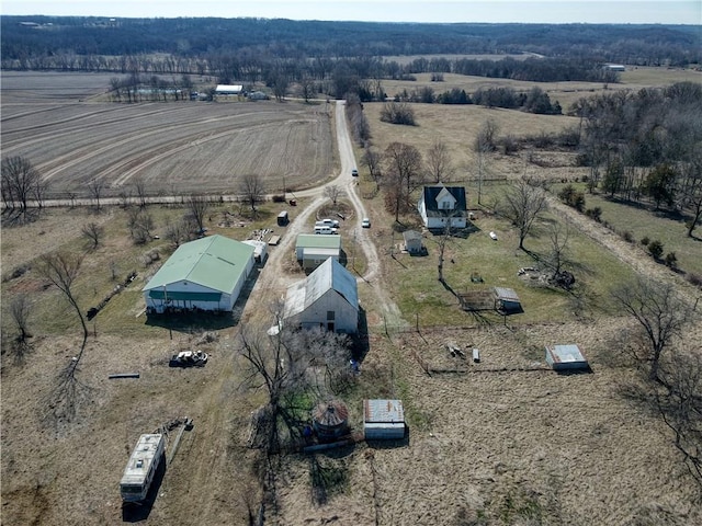 bird's eye view with a rural view