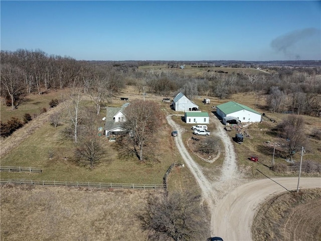 drone / aerial view with a rural view