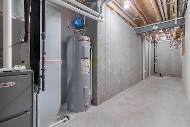 basement featuring water heater