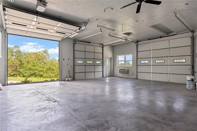 garage with ceiling fan