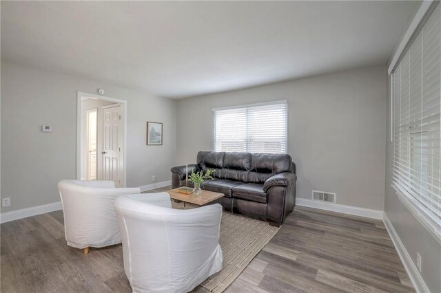 living room with light wood-type flooring