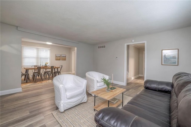 living room with light wood-type flooring