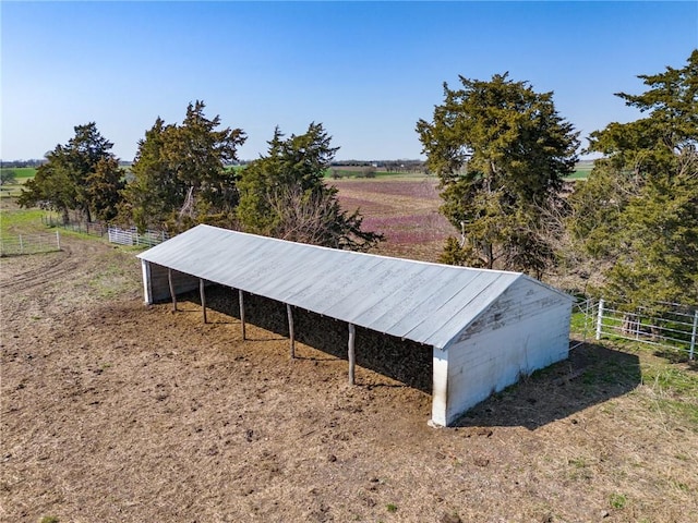 exterior space with a rural view