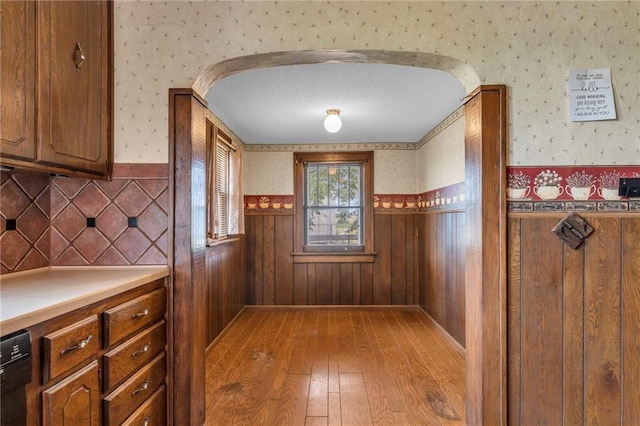 kitchen with hardwood / wood-style floors