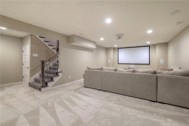 view of carpeted home theater room