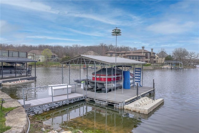 view of dock featuring a water view