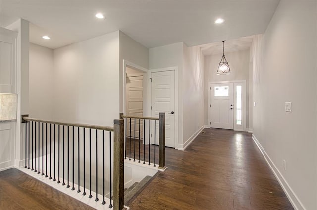 16615 NW 124th St, Platte City, MO 64079 - foyer entrance featuring dark wood-style floors and recessed lighting