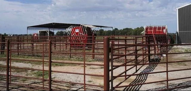 view of jungle gym with an outdoor structure