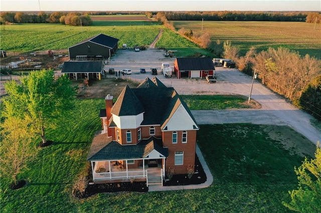 drone / aerial view with a rural view