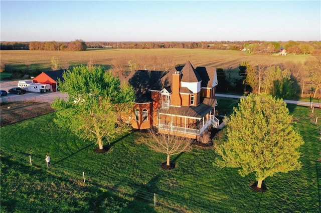 aerial view with a rural view