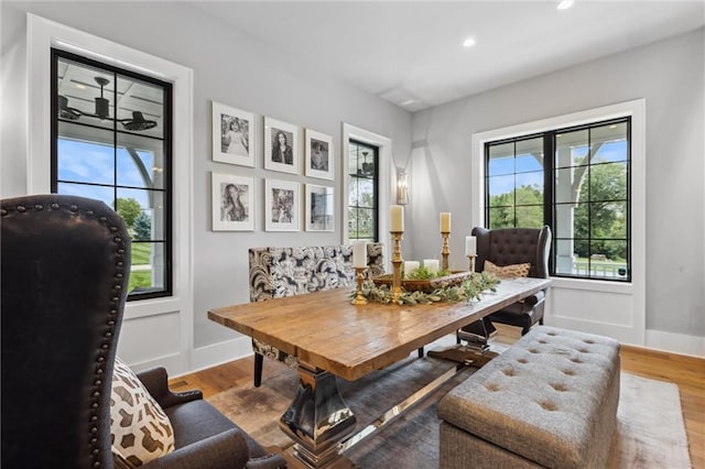 dining room with hardwood / wood-style floors and plenty of natural light