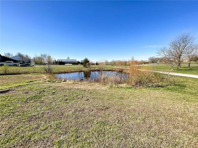 view of yard with a water view