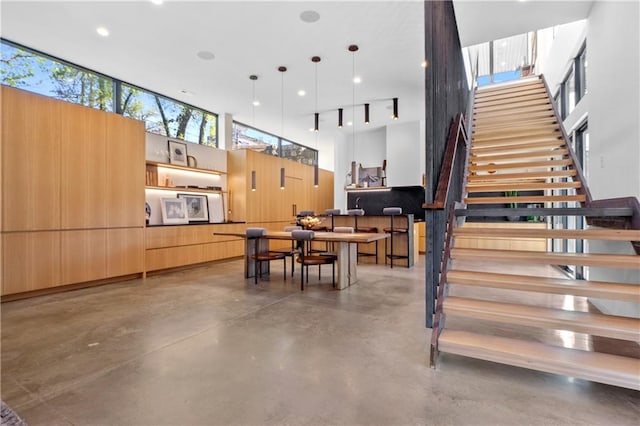 stairs with a towering ceiling