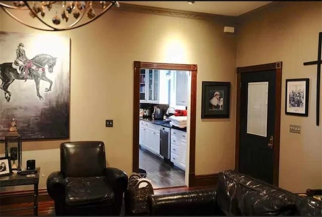 living room featuring dark hardwood / wood-style flooring