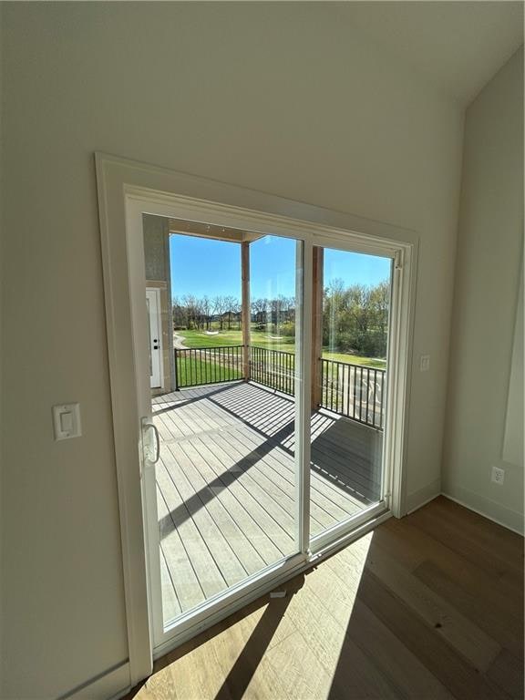 entryway with dark hardwood / wood-style flooring