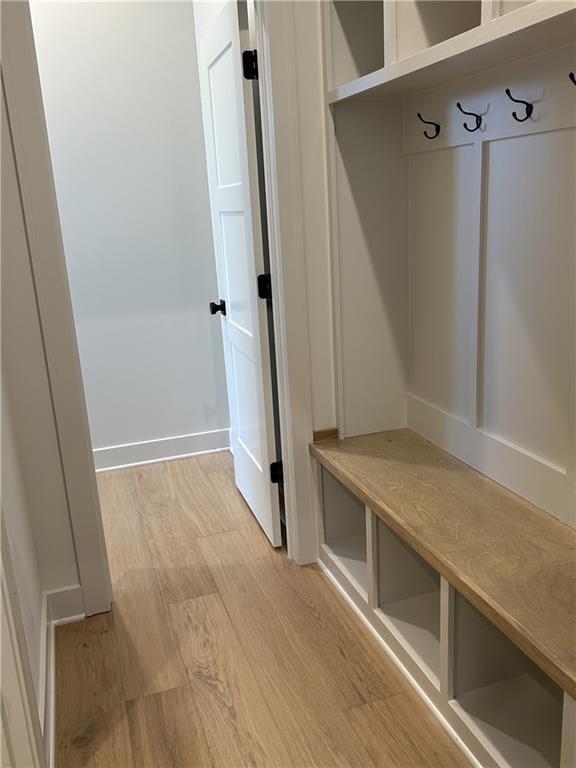 mudroom featuring light hardwood / wood-style flooring