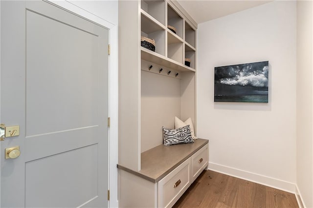 mudroom with hardwood / wood-style floors